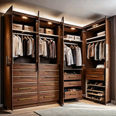 Trueliving 4 Door Walk-in Brown wardrobe Laminated Finish & PU Finish with Drawers (6Ft *2Ft *9Ft -1828.8MM X 609MM X 2743.2MM)